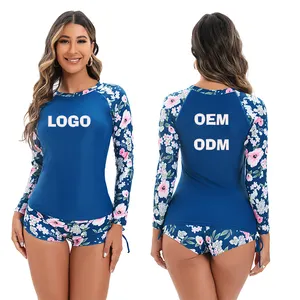 Maiô floral com almofada no peito para mulheres, roupa de banho fitness de duas peças, roupa de banho personalizada Aide