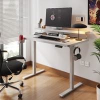 Bureau Ergonomique Modulaire Électrique Convertible à Hauteur Réglable en 2 Niveaux en Acier Inoxydable Moderne, Montage Facile pour la Maison/le Bureau