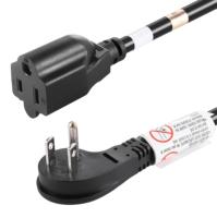 1 pie 1625W 13A UL SJT 16AWG enchufe plano cable de extensión resistente adaptador de ángulo de 90 grados cable de extensión de alimentación, listado UL