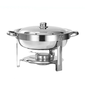 Recipiente para Calentar Comida Tipo Buffet, Redondo, <span class=keywords><strong>de</strong></span> Acero Inoxidable Plateado, <span class=keywords><strong>de</strong></span> Gran Capacidad (4.5L), para Desayunos <span class=keywords><strong>de</strong></span> Hotel - Product Image 1