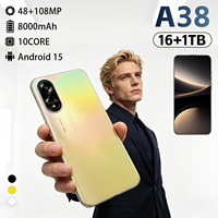 Smartphone Android 5G A38 Version Globale 2026, 16 Go 1 To, Écran 7,3 Pouces, Batterie Longue Durée, Processeur Déca-Core, Double SIM, Reconnaissance Faciale