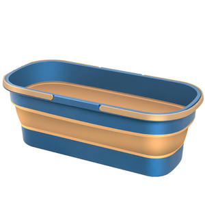 Flat <strong>Mop</strong> Collapsible Bucket <strong>Floor</strong> Cleaning Foldable Bucket with Wheels Portable Water Pail for House Car Washing Camping Fishing - Product Image 2