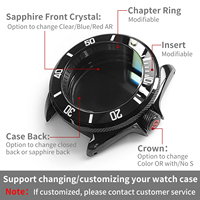 Casing Jam Tangan SKX Hitam Crown at 3 O'clock untuk SKX007 009 Bahan Baja Finishing Mengkilap Cocok untuk Mesin NH35 Chapter Ring Bezel Insert Mod Part