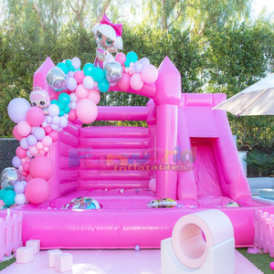 Magical 4 in 1 luxury pink castle for kids outdoor party <b>inflatable</b> bounce house commercial - Product Image 5