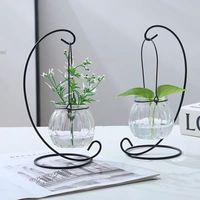 Pot de citrouille décoratif en verre avec fleur pour la décoration de la maison, stockage suspendu à une bouteille de bougie en verre hydroponique, mini aquarium