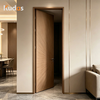 Porte intérieure moderne en bois, placage bois radial effet soleil, porte de chambre insonorisée pour appartement et hôtel