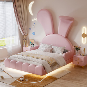<span class=keywords><strong>Letto</strong></span> Moderno e Lussuoso per Bambini in Stile Coniglio, con Interni in Morbida Pelle e Struttura in Legno, Adatto come <span class=keywords><strong>Letto</strong></span> Familiare - Product Image 2