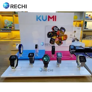 RECHI定制柜台亚克力品牌智能手表零售流行展示架，带手表广告展示道具架标牌