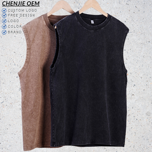 Débardeur en coton épais pour hommes et femmes, personnalisable avec logo, uni, coupe ample, débardeur basique, streetwear décontracté - Product Image 1