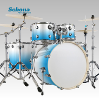 Gradient Color Large Hanging Extended Bass Drum Set, Wholesale Manufacturer 5-Drum 2/3/4 Cymbals, Maple PVC Laminated Percussion