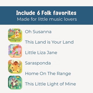 Discover Folk Music Sound Book para bebés con 6 canciones folclóricas americanas reales Libro de tablero interactivo con música - Product Image 4