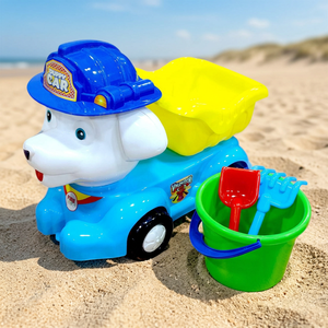 Puppy Dump Truck <b>Plastic</b> Beach Toy Set with Bucket Shovel and Rake <b>Mesh</b> Bag Packaging - Product Image 3