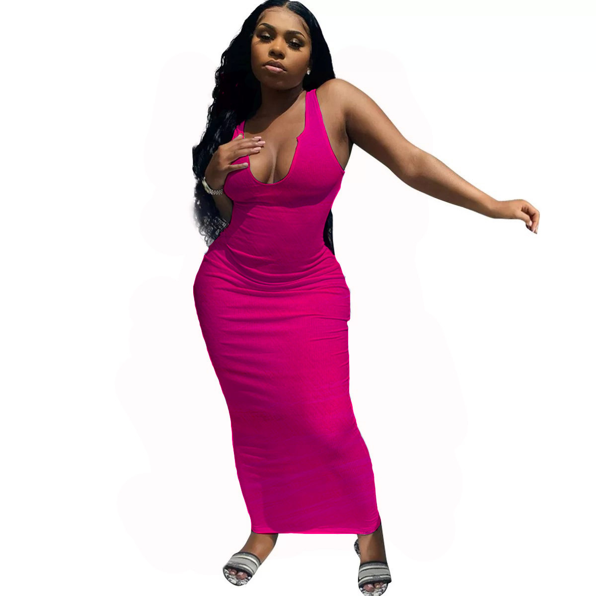 Fuchsia long dress