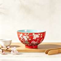 Tasse à thé Kung Fu en porcelaine chinoise traditionnelle, motif fleur de prunier, résistante à la chaleur, avec détails peints et emballage en carton