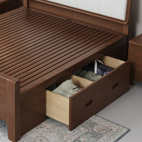 Meubles de chambre à coucher en bois massif QINUO Nordic - Cadre de lit double moderne et simple avec tiroir de rangement - Ensemble de chambre à coucher luxueux