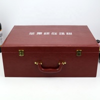 Fabricants personnalisé grande mallette marron stockage d'outils boîte à vin en cuir Pu boîte-cadeau en bois valise avec couvercle à charnière