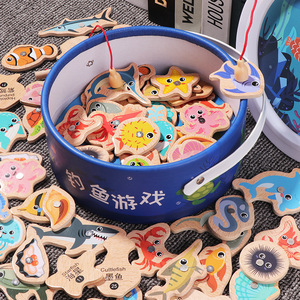 Jouets de pêche en mer emballés en baril, éducation précoce des enfants, développement cognitif, <span class=keywords><strong>jeu</strong></span> magnétique amusant pour les poissons, jeux parent-enfant - Product Image 2