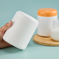 Récipient en plastique de qualité alimentaire épaissi et résistant aux chocs pour poudre de protéines, pot sans BPA avec espace pour étiquette personnalisée pour les ventes transfrontalières