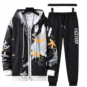New Arrival Autumn Casual Printed <b>Knitted</b> Polyester 2-Piece Hoodie and Pants <b>Set</b> - Product Image 4