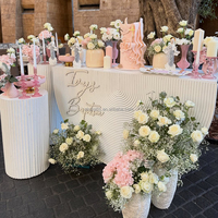 Table à gâteau ZKAI au design semi-circulaire, socle de présentation alimentaire en PVC ondulé, table à dessert pour mariage, fête d'anniversaire