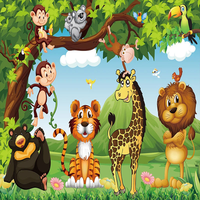 Papel Tapiz Personalizado con Diseño de Animales de Dibujos Animados en 3D, Papel Tapiz para Habitación de Niños y Niñas, Fondo de Pared para Dormitorio, Pintura Mural para Habitación Infantil