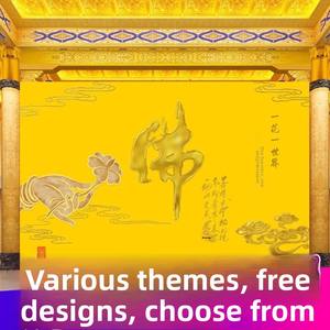 Pintura de Pared Tridimensional Estilo Chino Xuan Velvet Resistente a la Humedad para Decoración de TV en Hoteles, Sala del Buda, Pintura al Óleo en Relieve - Product Image 2