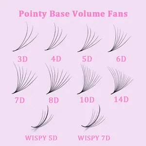 SP Lash – Extensions de cils faites à la main 6d 8d 12d 14d cc d l, Base pointue, Fans de Volume promed, fans amples pro made