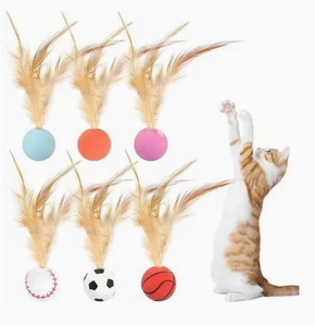 Giocattolo per Gatti in TPR Ecologico a Forma di Piuma Design Cartoonesco Allevia lo Stress - Product Image 1