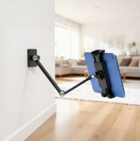 Support mural flexible réglable en aluminium pour moniteur 4-12 pouces, tablettes et téléphones portables – Idéal pour bureau, chevet et salon