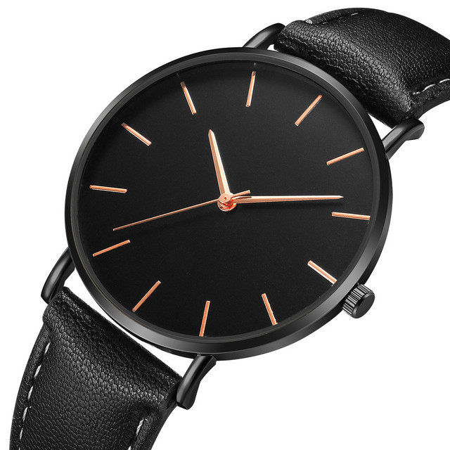 Hot Selling Thin Men's 40mm Alloy Glass Watch Minimalist OEM Leather Belt Fashion Clock Reloj Cheap Customize Simple NO LOGO