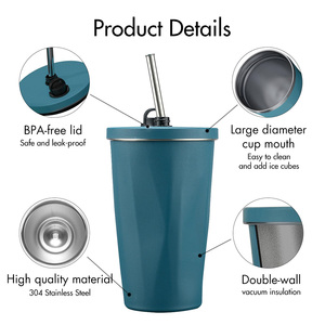 <span class=keywords><strong>Gobelet</strong></span> en acier inoxydable à double paroi de 600ml avec paille rétractable, <span class=keywords><strong>gobelet</strong></span> à thé isolé sous vide Offre Spéciale - Product Image 4