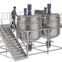 Mélangeur homogénéisateur de liquides de qualité GMP pour usine, capacités 5L, 50L, 100L, 200L, 500L, 1000L