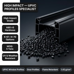 Compuesto de PVC Rígido Negro de Baja Densidad Directo de Fábrica Aofei para Perfiles de Ventanas, Rodapiés <span class=keywords><strong>y</strong></span> Carcasas Eléctricas - Grado de Moldeo - Product Image 1