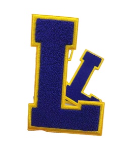 Custom Chenille <strong>Letter</strong> Patches Navy Blue with Gold Border Iron on Chenille Alphabet Patches Self-Adhesive Varsity <strong>Letters</strong> - Product Image 2