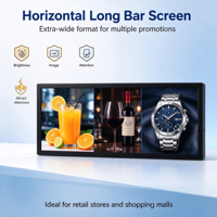 Layar LCD Bar Horizontal Pintar Android 2+8G HD 19,5 hingga 88 Inci untuk Penerbitan Iklan