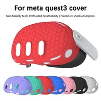 Housse de protection en silicone pour casque VR Meta Quest 3, antidérapante, anti-poussière, étui de protection pour le visage, accessoires de jeu, étui en caoutchouc