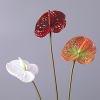 Idée cadeau pour la fête des mères Objets décoratifs pour la maison Real Touch Single Artificial Flamingo Anthurium Flower