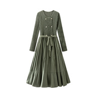 Miyake Sense Design Damen Elegantes Chiffon kleid Frühling Casual Style Langarm Mittellanger Falten rock New Solid Natural