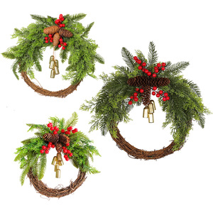 Ghirlanda Natalizia Boho con Pigne e Campanelle Dorate, Decorazione <span class=keywords><strong>per</strong></span> <span class=keywords><strong>Porta</strong></span> in Stile Rustico - Product Image 4