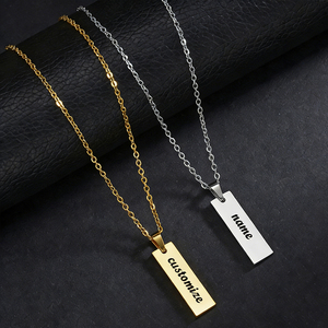 Collier unisexe personnalisé en acier inoxydable avec chaîne cubaine tendance, gravure laser de logo ou nom, simple, pour clavicule - Product Image 2