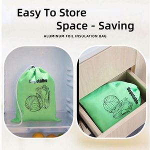 Nouveau sac de conservation isotherme en polyester 210D imperméable avec cordon de serrage et feuille d'aluminium pour aliments, fruits et légumes - Product Image 6