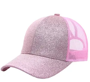 Gorra trasera de cola de caballo de tela brillante gorra trasera de promoción básica de animadora