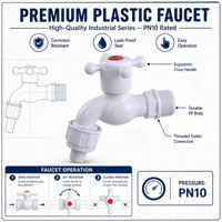 Robinet à manivelle à quatre boutons en PVC de Chine, robinet à filetage externe tout plastique pour l'irrigation, usage domestique et extérieur, vente en gros OEM