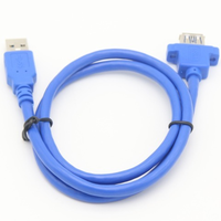 Câble d'extension USB 3.0 AM AF à montage sur panneau, verrouillage à vis, charge rapide 3A, âme en cuivre, isolation PVC/PTFE/Nylon, CE ROHS, longueur personnalisée