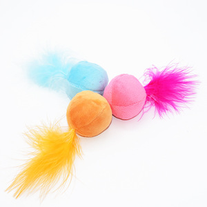Korean Style Colorful <strong>Ball</strong> Plush <strong>Cat</strong> <strong>Toys</strong> with Ring Bell Feather <strong>Cat</strong> <strong>Ball</strong> - Product Image 2