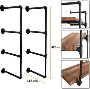 산업용 파이프 선반 홈 스토리지 헝 브래킷, 벽 마운트 블랙 레트로 철 파이프 플로팅 선반 랙 가정 장식에 사용 - Product Image 5