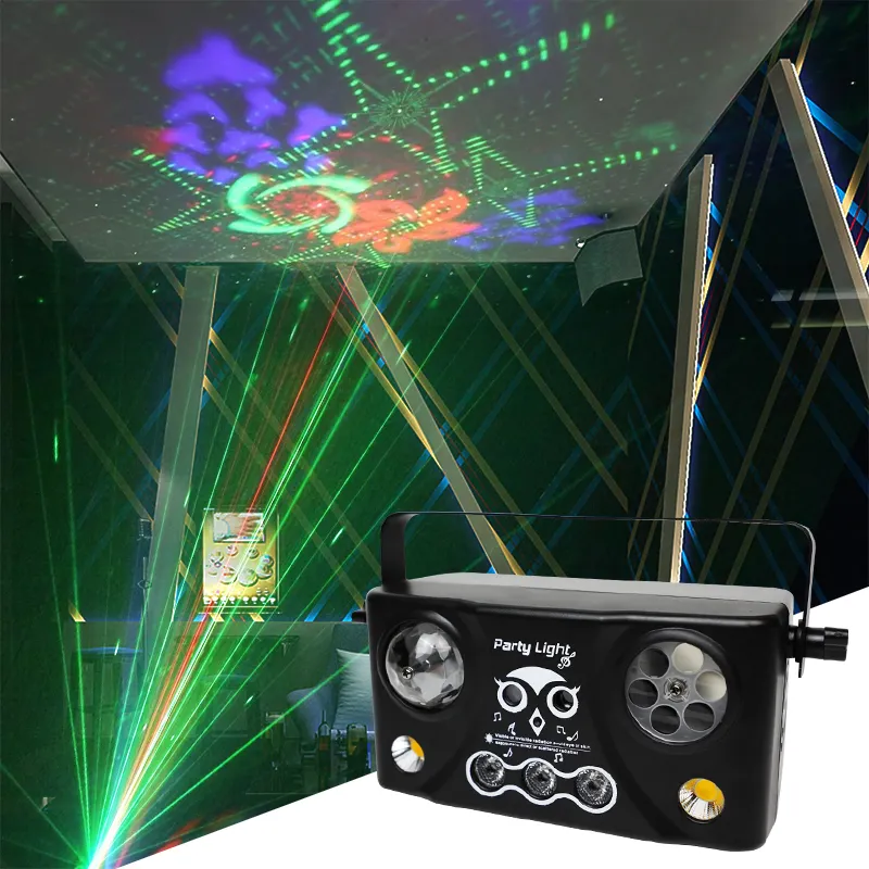 Ultimo 5 in 1 dj proiettore laser luce telecomando suono attivato lampada da discoteca rgb dj led light per party night club bar KTV