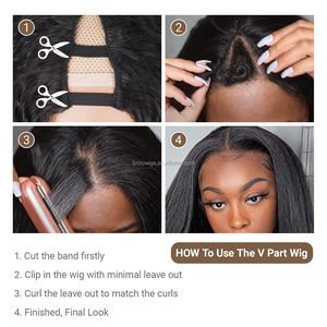 <span class=keywords><strong>Parrucca</strong></span> Sintetica a Mezza Testa con Clip, Stile Afro Yaki, Ricci Crespi, per Donne di Colore, Resistente al Calore, Cappuccio Regolabile, Ricci Voluminosi - Product Image 6