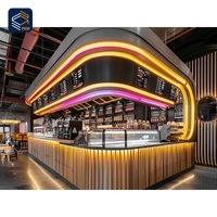 Comptoir de service moderne pour café, vitrine à gâteaux en verre et bois, présentoir à pâtisserie