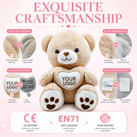Ours en peluche personnalisé « Happy Every Day », animal en peluche brodé en forme de cœur, jouet doux pour cadeau d'anniversaire, vente en gros OEM ODM en vrac